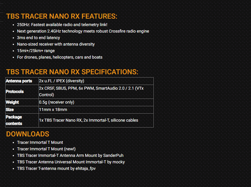 2026 TBS TRACER NANO RX - FPV  - Tbs Fpv Tracer 评论和价格